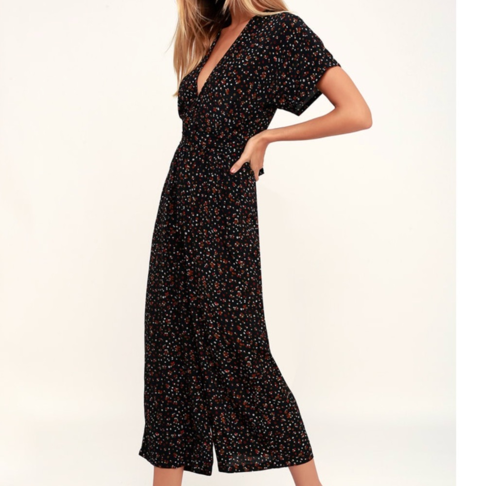 Alena Black Floral Print Jumpsuit